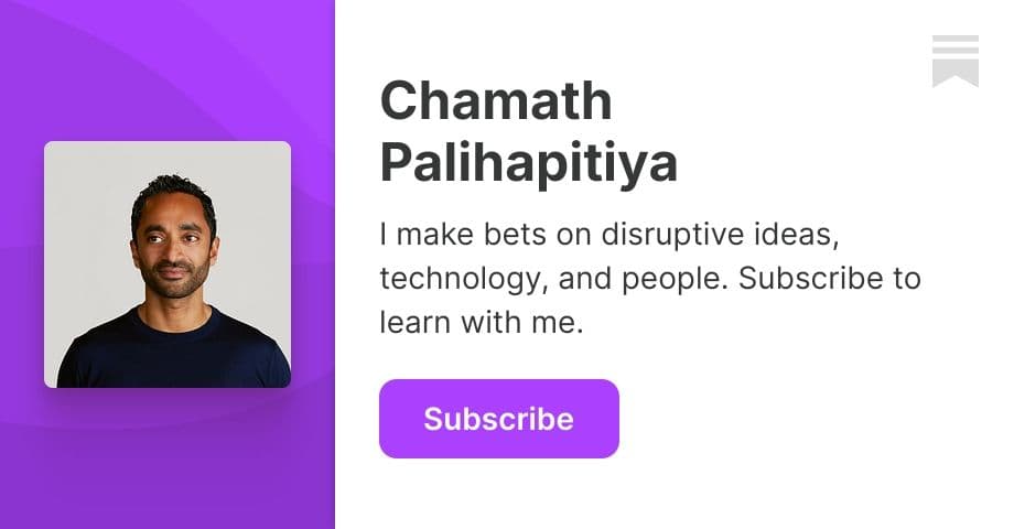 Chamath Palihapitiya | Substack newsletter by Chamath Palihapitiya